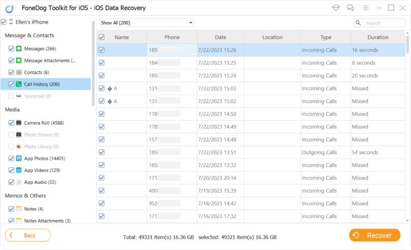 使用電腦和 FoneDog iOS資料恢復 在iPhone上恢復通話記錄