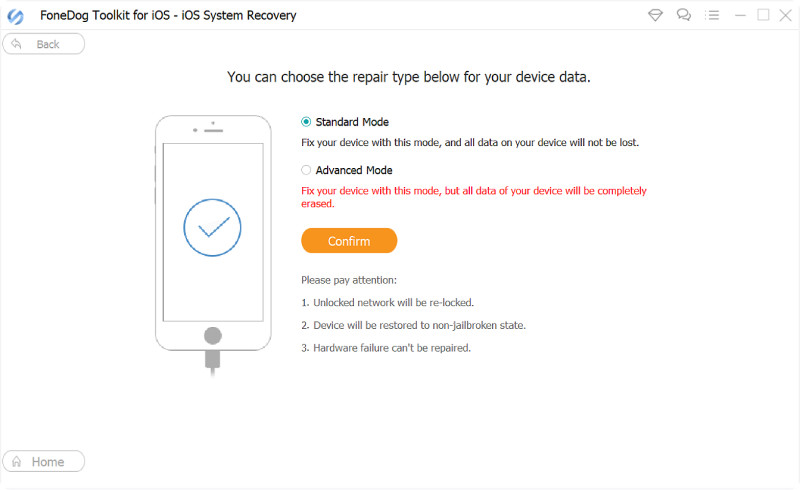 修正「iPhone 14無法開機」的問題 – FoneDog iOS系統恢復：選擇模式