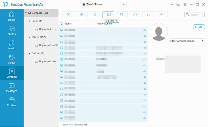 使用 FoneDog Phone Transfer 將 HTC 聯繫人轉移到 iPhone