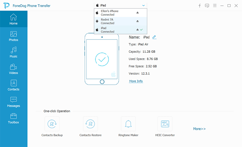 將iPad音樂傳輸到Android：FoneDog電話傳輸 - 連接設備