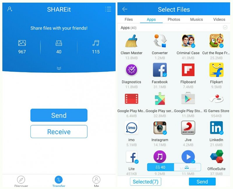 在Android Uing ShareIt上預覽轉移的iPhone照片