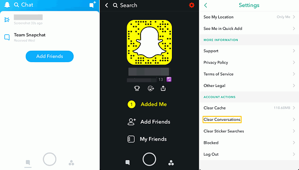 刪除Snapchat對話