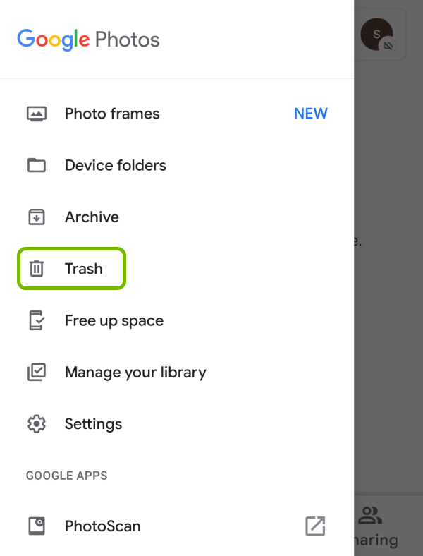 Android 設備上的 Google 照片垃圾桶