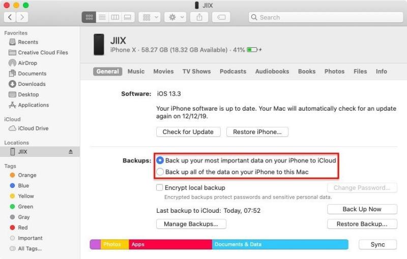 將 iPhone 備份到電腦上的 iCloud