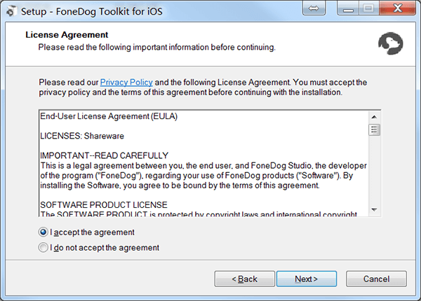 Fonedog Ios Toolkit安裝協議