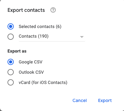 透過匯出到 CSV 來備份 Android 裝置上的聯絡人