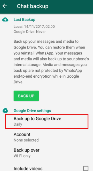 使用 Google Drive 傳輸 WhatsApp 消息