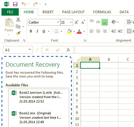 恢復已刪除的 Excel 文件 - 未保存的文件