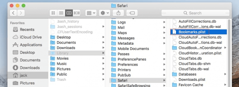 在Mac上使用Time Machine還原Safari書籤
