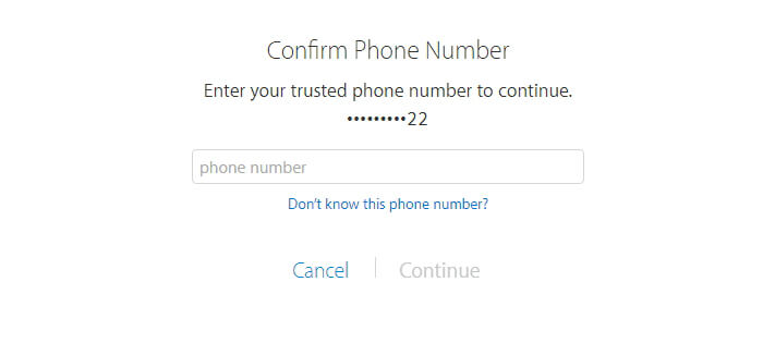 通過確認電話號碼重置Appleid密碼