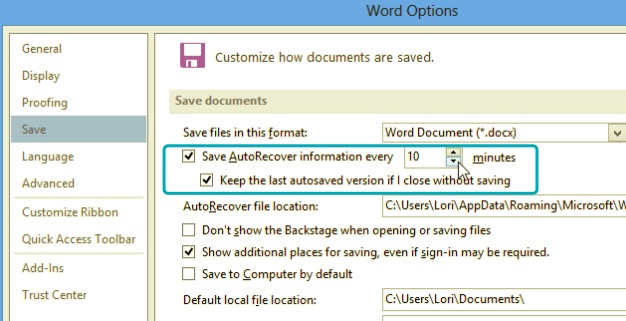 在 MS Word 2013 上打開自動保存以避免在不保存的情況下關閉 Word
