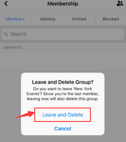 使用移動設備刪除 Facebook 群組