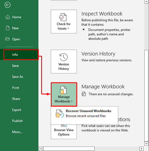 使用管理工作簿還原先前版本的 Excel 文件