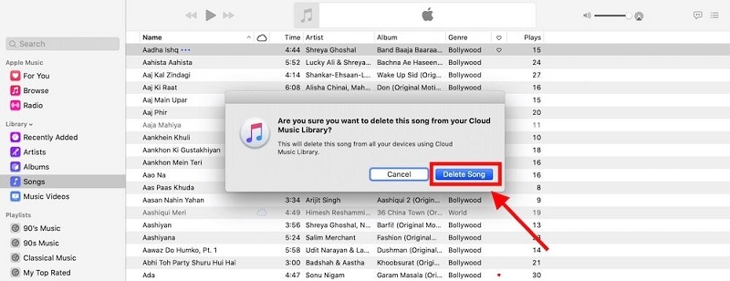 從 iTunes 資料庫中刪除歌曲