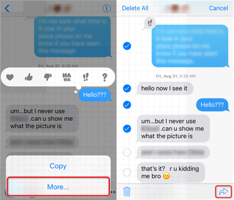 將 iMessage 對話作為電子郵件或附件發送