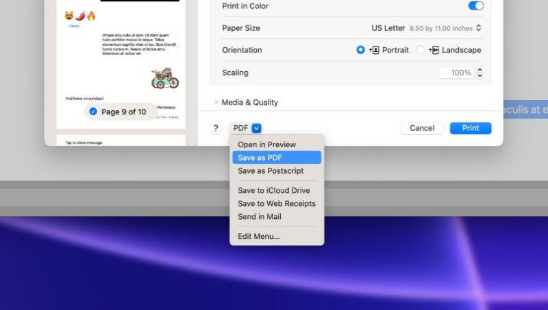 在 Mac 電腦上將 iMessage 匯出為 PDF 文件