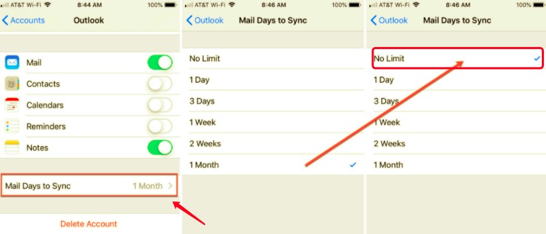 檢查郵件天數以同步設置以修復 Hotmail 無法在 iPhone 上運行的問題