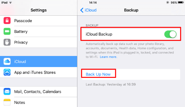 使用 iCloud 備份我的 iPad