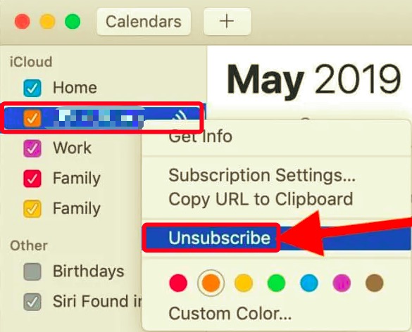 在 Mac 上刪除訂閱的日曆事件