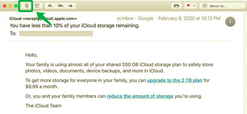 如何刪除 iCloud 上的特定電子郵件