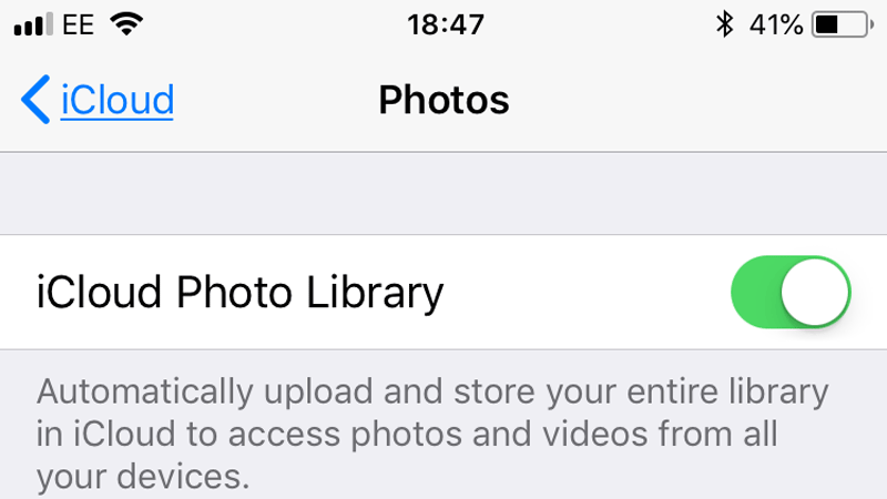 關閉 iCloud 照片庫以修復 iPhone 說存儲空間不足但有