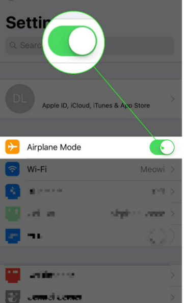 開啟飛行模式解決移動到iOS傳輸中斷