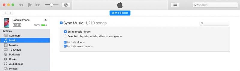 在 Mac 上同步 iTunes 以將 iPhone 備份到 PC