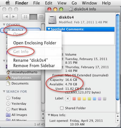 檢查可用磁盤空間Mac Os Finder