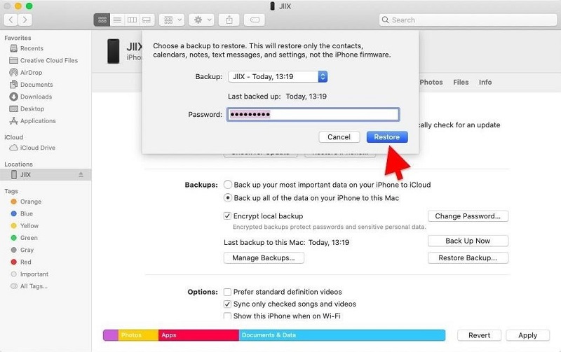 在 Mac 上使用 Finder 備份在 iPhone 上取得最近刪除的照片