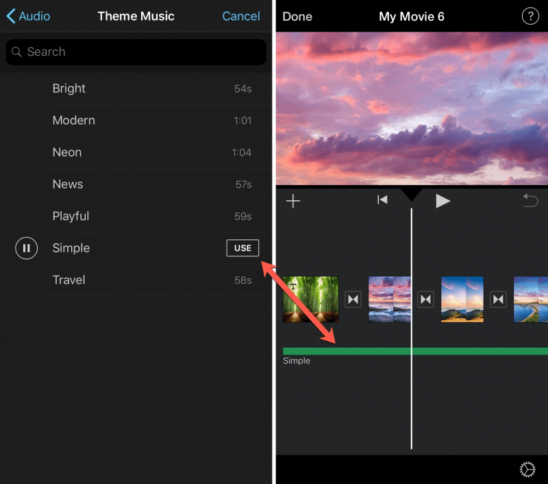 使用 iMovie 將音樂添加到 iOS 設備中的視頻應用程序