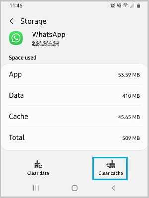 清除應用程序緩存以修復 WhatsApp 狀態不顯示