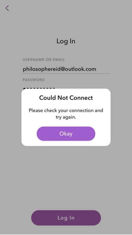 Snapchat無法連接網絡