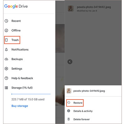 使用 Google Drive 在 Android 上恢復永久刪除的照片