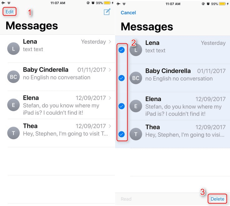 刪除 iPhone 消息 – 刪除多個對話