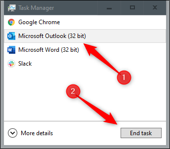 在運行電子郵件修復工具之前強制關閉計算機上的 Outlook