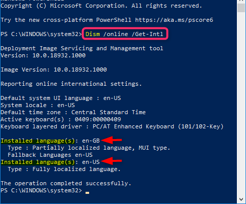 通過 PowerShell 在 Windows 10 中更改顯示語言