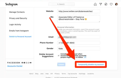 停用 Instagram 帳戶