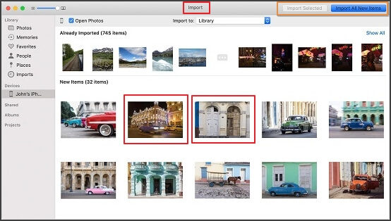 使用 Lightning USB 連接線將照片從 iPhoto 傳輸到 iPhone