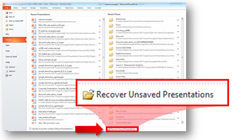 使用自動恢復功能恢復未儲存的 PowerPoint 文件