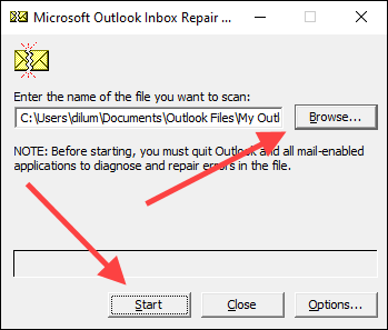 通過Microsoft Outlook修復工具修復PST文件