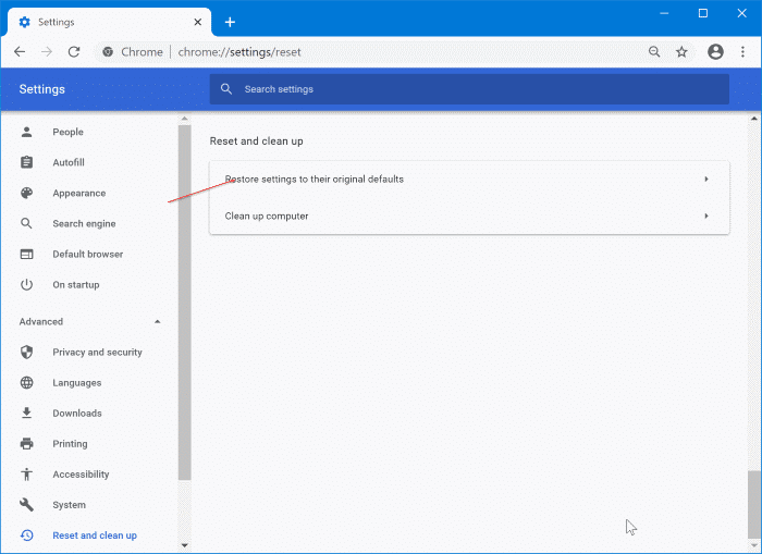 重置Google Chrome瀏覽器以修復下載卡在0bs的問題