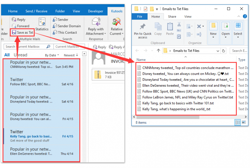 將 Outlook 電子郵件導出為文本文件