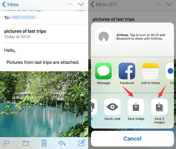 使用電子郵件將照片從 iPhoto 傳輸到 iPhone