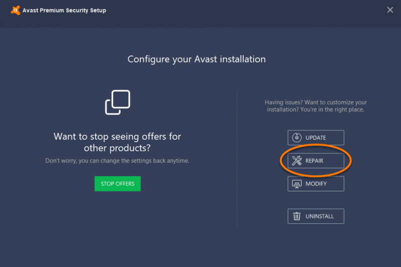 通過修復 Avast Antivirus 修復 Avast 無法恢復文件錯誤