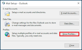 單擊“顯示配置文件”按鈕以解決不是 Outlook 數據文件的錯誤
