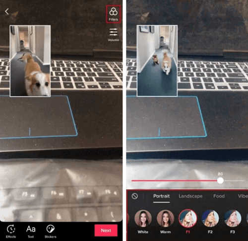 如何將過濾器應用於 Tiktok 上的反應視頻