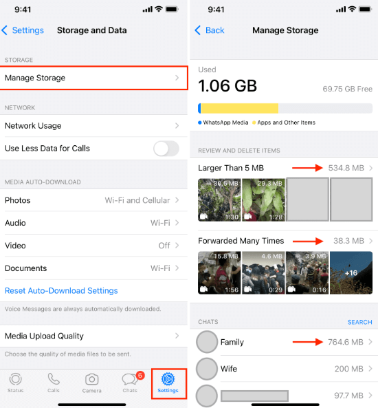 通過 The Manager Storage 刪除 iPhone 上的 WhatsApp Media