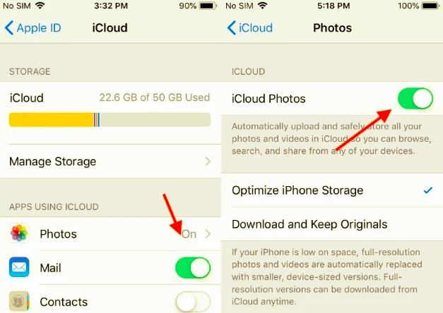切換 iCloud 照片以將視頻從 iPhone 傳輸到 Mac