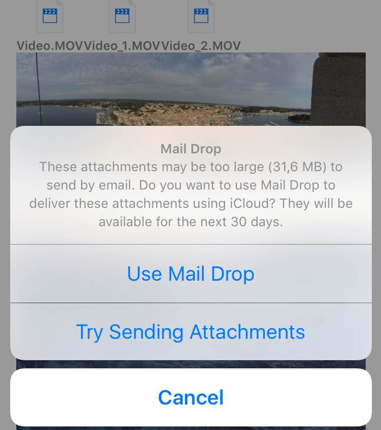 使用Mail Drop從iPhone發送大型視頻