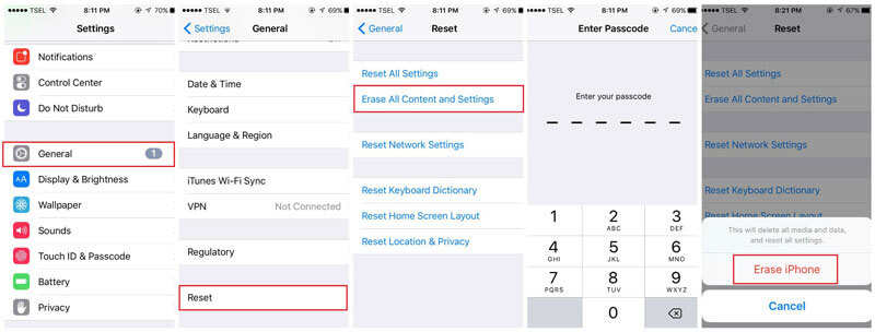 擦除所有內容和設置，iphone